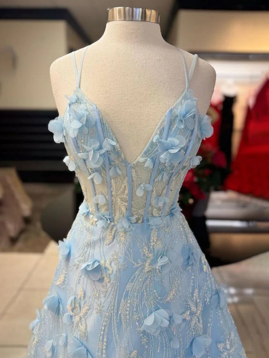 open lace back dress 3D Floral Applique Ball Gown by Ladivine CB105