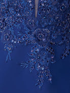 Lunarise | Mermaid V Neck Royal Blue Satin Long Prom Dresses with Beading