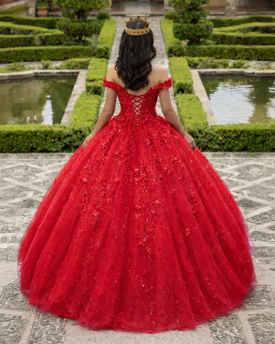 Ball Gown Lace Off-the-Shoulder Red Quinceanera Dress, Red / 0 / With Cape Ball Gown Lace Off-the-Shoulder Red Quinceanera Dress, Red / 0 / With Cape
