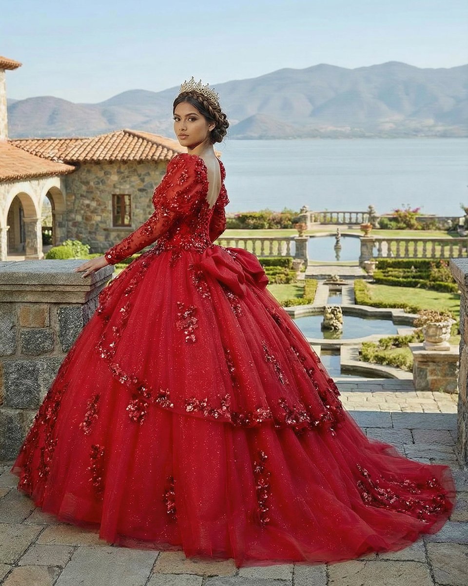 Red Ball Gown Off-the-Shoulder Lace-Up Back Quinceanera Dresses, Red / 20 Red Ball Gown Off-the-Shoulder Lace-Up Back Quinceanera Dresses, Red / 20