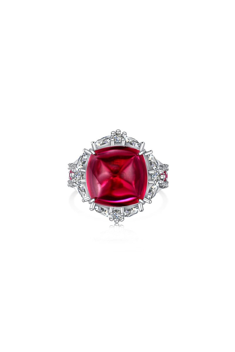 Luxurious Sugar Tower Ruby Engagement Ring - KissProm