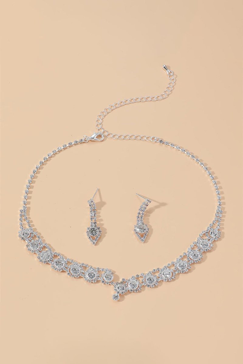 Luxury Round Zircon Necklace And earrings Set Of Two - KissProm