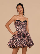 Lysithea | Leopard - A Line Sweetheart Corset Short Homecoming Dress With Appliques - KissProm