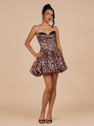 Lysithea | Leopard - A Line Sweetheart Corset Short Homecoming Dress With Appliques - KissProm
