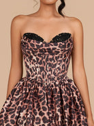 Lysithea | Leopard - A Line Sweetheart Corset Short Homecoming Dress With Appliques - KissProm