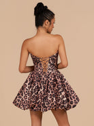 Lysithea | Leopard - A Line Sweetheart Corset Short Homecoming Dress With Appliques - KissProm