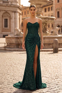 Sweetheart Sequins Mermaid Prom Dress With Beading