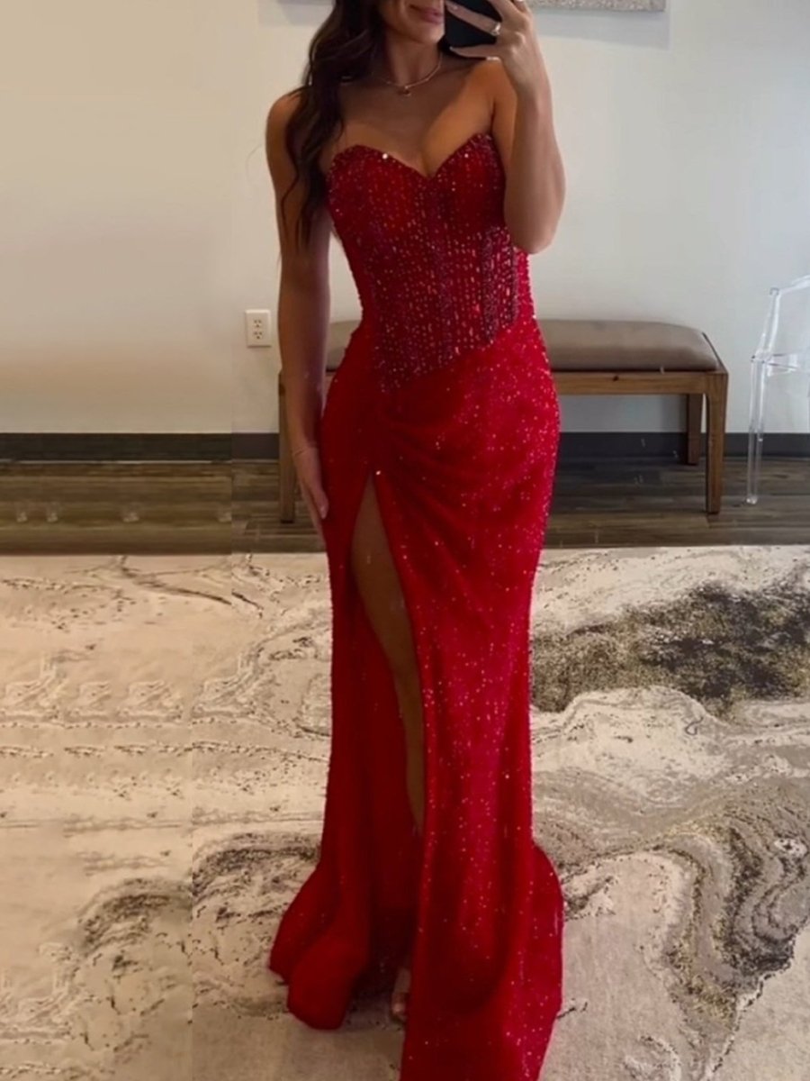 Maci | Sweetheart Sequins Mermaid Prom Dress With Beading