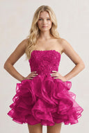 A-line Lace Appliques Organza Short Homecoming Dress - KissProm