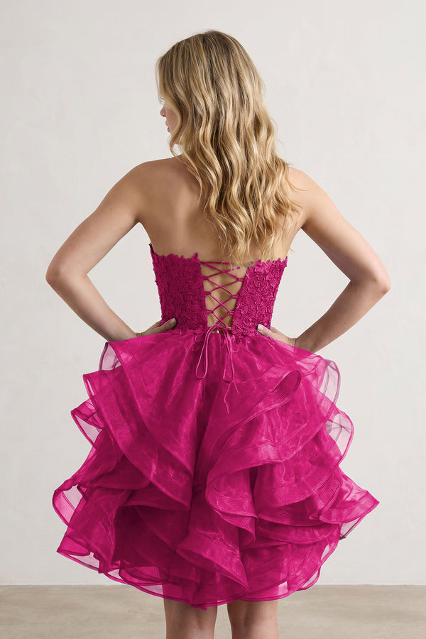 A-line Lace Appliques Organza Short Homecoming Dress - KissProm