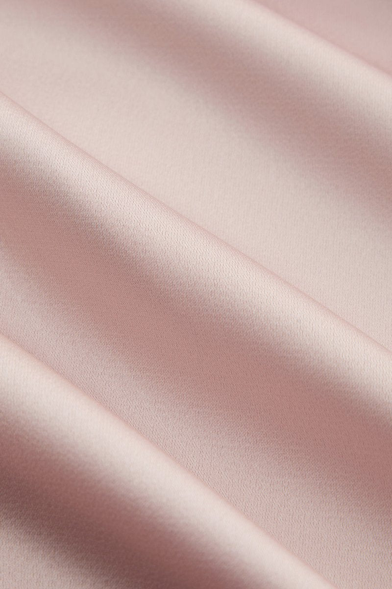 Majory | Pink - Sheath Cowl Neck Satin Pleated Formal Prom Dresses With Ruffles - KissProm