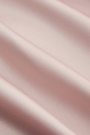 Majory | Pink - Sheath Cowl Neck Satin Pleated Formal Prom Dresses With Ruffles - KissProm