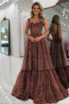 Marellia | Leopard - Spaghetti Straps A Line Chiffon Prom Dress With Ruffles - KissProm
