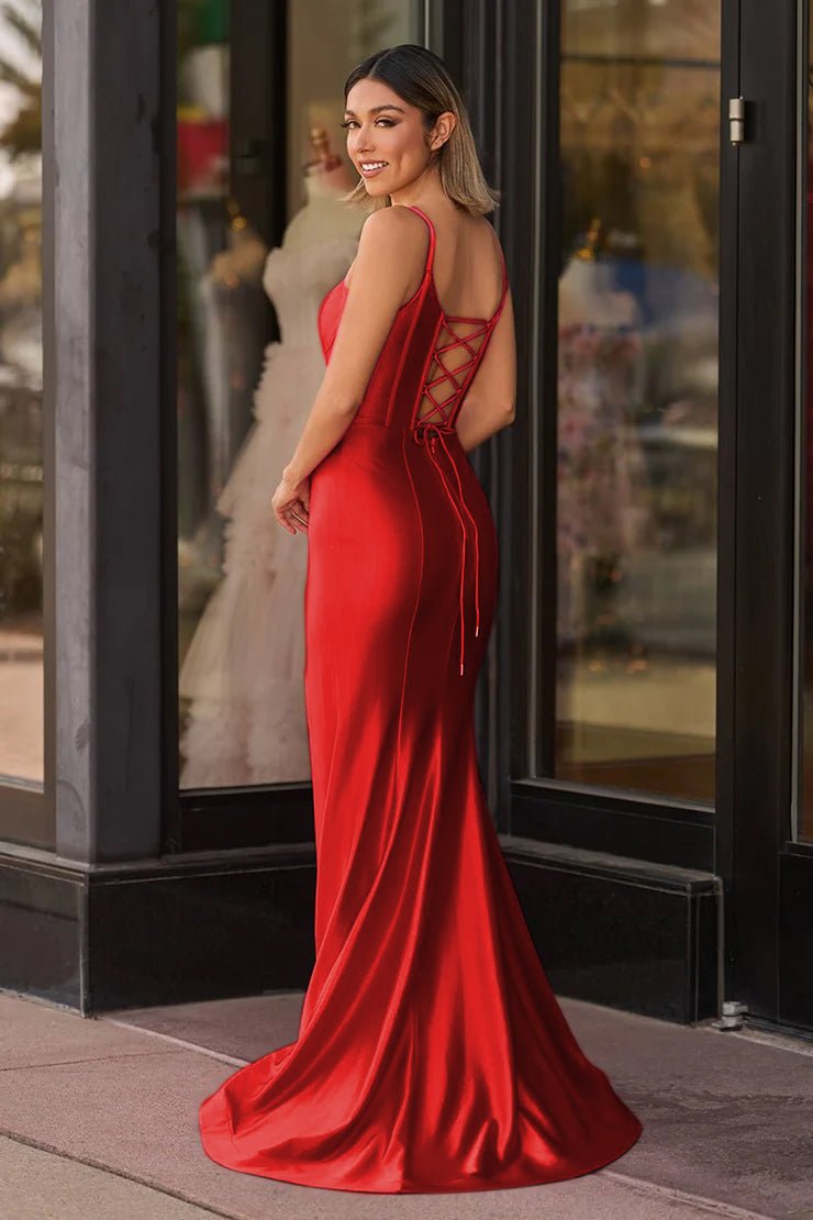 Matilda | Hot Pink Mermaid Satin Simple Prom Dress - KissProm