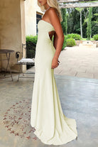 Meara | Sky Blue - Mermaid Strapless Spandex Long Prom Dresses with Pleates - KissProm