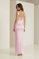 Meola | Pink - Sweetheart Satin Sheath Long Formal Prom Dresses With Lace - KissProm