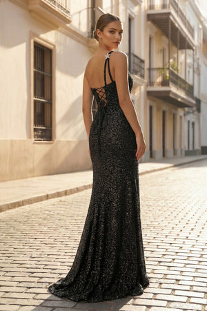Mermaid One Shoulder Sequins Prom Dress with Stars - KISSPROM PROM DRESSES