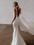 Jaylynn | Mermaid Deep V - Neck Backless White Wedding Dress - KissProm