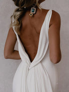 Jaylynn | Mermaid Deep V - Neck Backless White Wedding Dress - KissProm