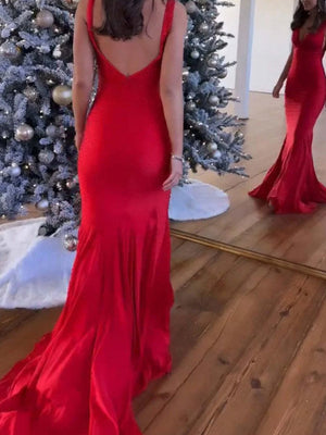 Molly | Mermaid Deep V-Neck Beaded Satin Long Prom Dress