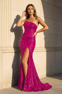 Mermaid One Shoulder Royal Blue Long Prom Dress with Criss Cross Back - KissProm