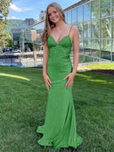 Avayah | Mermaid Blue V - Neck Long Prom Dress - KissProm