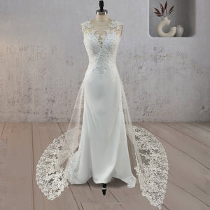 Mermaid Illusion Lace Appliqued Wedding Dress - KissProm