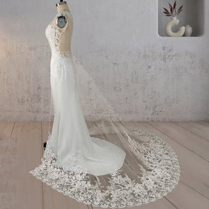 Mermaid Illusion Lace Appliqued Wedding Dress - KissProm