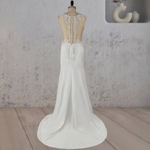 Mermaid Illusion Lace Appliqued Wedding Dress - KissProm