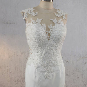 Mermaid Illusion Lace Appliqued Wedding Dress - KissProm