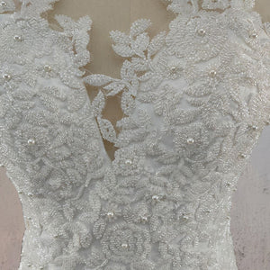 Mermaid Illusion Lace Appliqued Wedding Dress - KissProm
