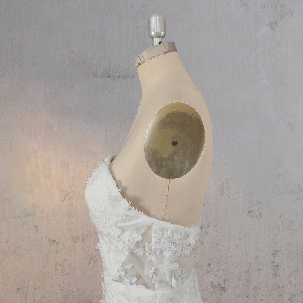 Mermaid Lace Blossom Low Back Wedding Dress - KissProm