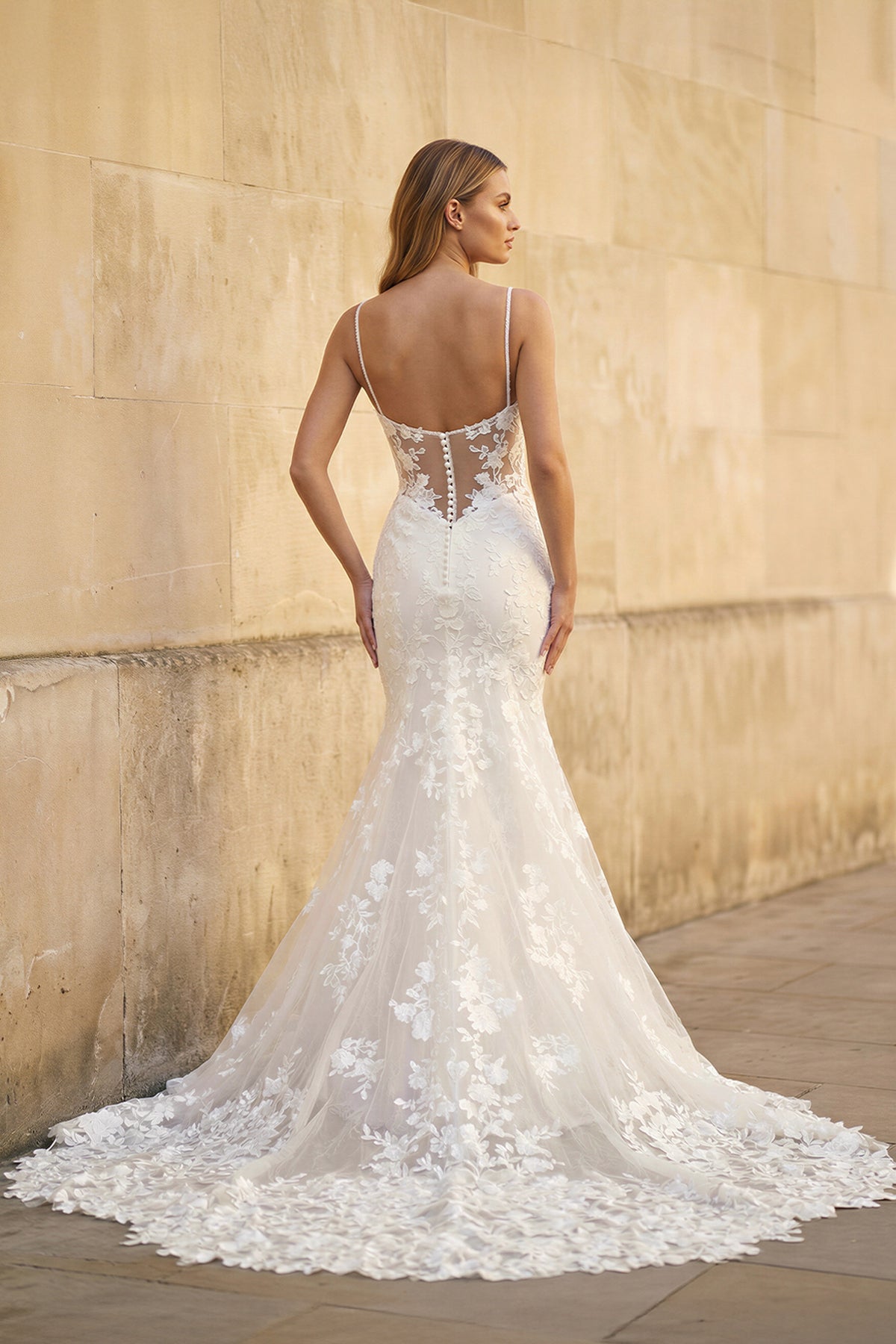 Mermaid Lace White Wedding Dresses Spaghetti Straps, Diamond White / 10 Mermaid Lace White Wedding Dresses Spaghetti Straps, Diamond White / 10