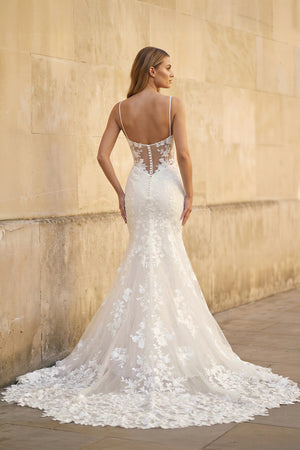 Mermaid Lace White Wedding Dresses Spaghetti Straps
