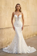 Mermaid Lace White Wedding Dresses Spaghetti Straps