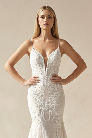 Mermaid Lace Spaghetti Straps Wedding Dress - KissProm Wedding Dresses