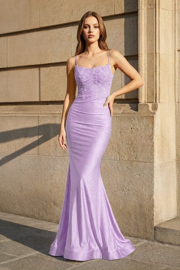open lace back dress Mermaid Spaghetti Straps Dark Green Long Prom Dress with Appliques