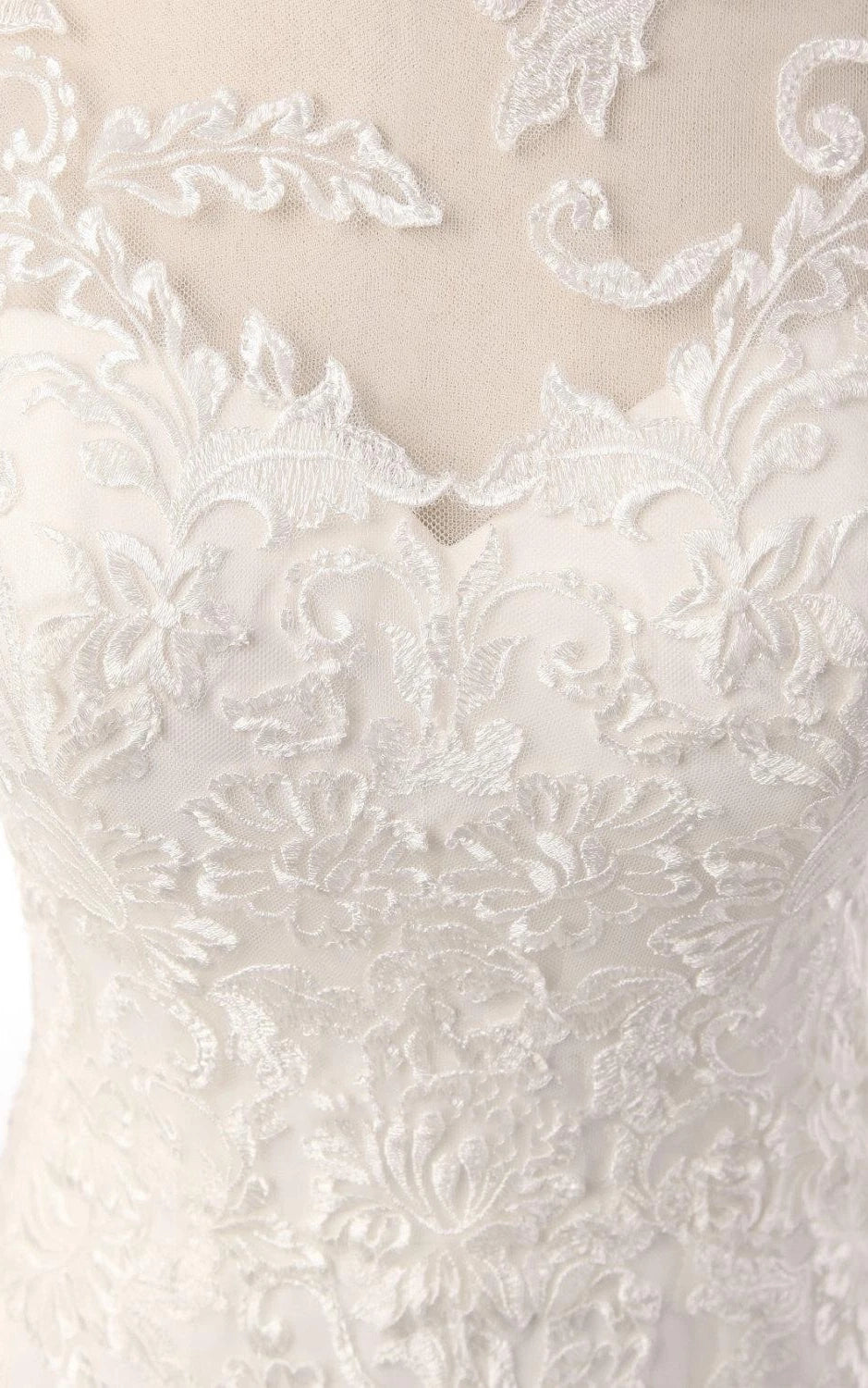 Mermaid Long Sleeve Lace Dress With Embroideries Illusion