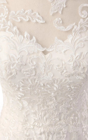 Mermaid Long Sleeve Lace Dress With Embroideries Illusion