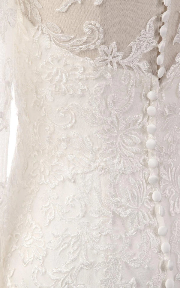 Mermaid Long Sleeve Lace Dress With Embroideries Illusion