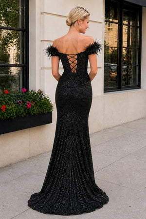 Mermaid Off the Shoulder Sequin Lace Prom Dress-KissProm