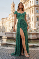 Mermaid Off - the - Shoulder Sequins Long Prom Dress - KissProm