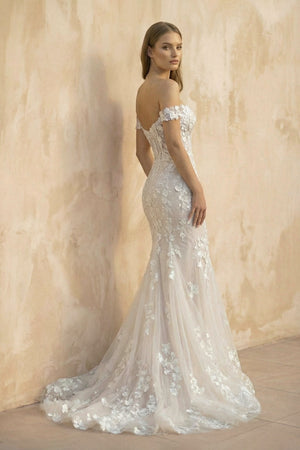Mermaid Off - The - Shoulder Sleeveless Lace Wedding Dresses  – Wedding Dresses by KissProm | Available at KissProm