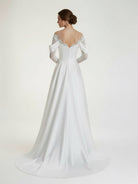 Mermaid Off - the - Shoulder Satin Lace Wedding Dress - KissProm