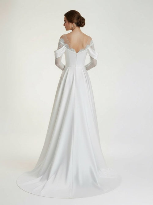Mermaid Off-the-Shoulder Satin Lace Wedding Dress main image 0