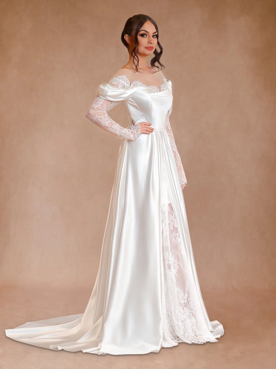 Mermaid Off-the-Shoulder Satin Lace Wedding Dress