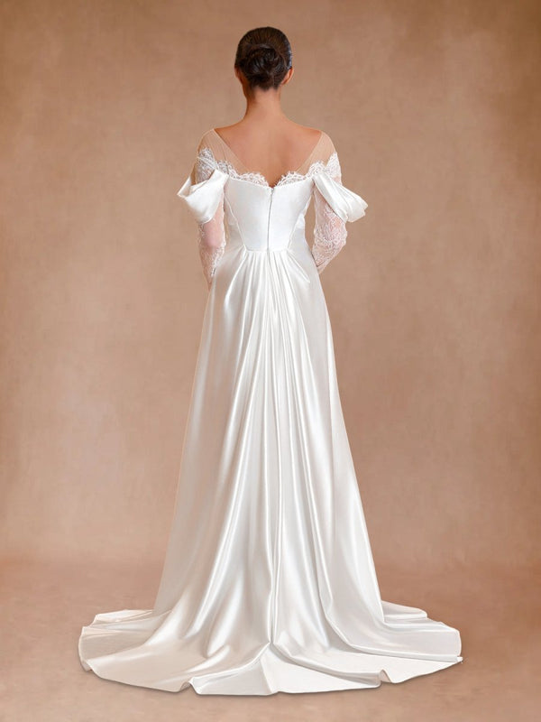 Mermaid Off-the-Shoulder Satin Lace Wedding Dress