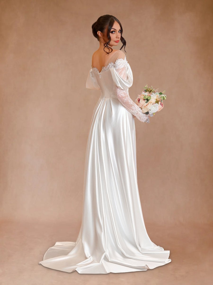 Mermaid Off-the-Shoulder Satin Lace Wedding Dress