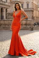 Mermaid V-neck Beaded Mermaid Prom Dress - KISSPROM PROM DRESSES
