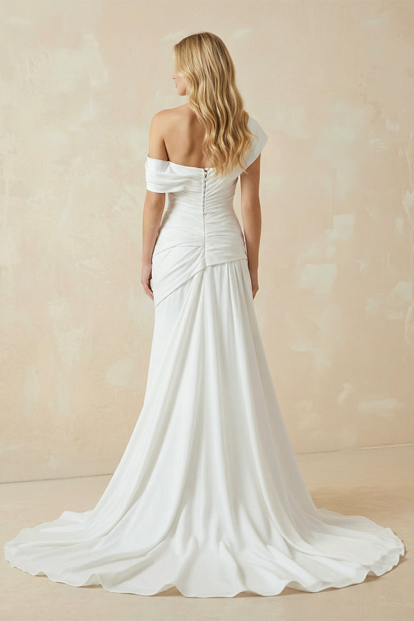 Mermaid Ruched Off - Shoulder Beauty Wedding Dress with Train – Wedding Dresses by KissProm | Available at KissProm